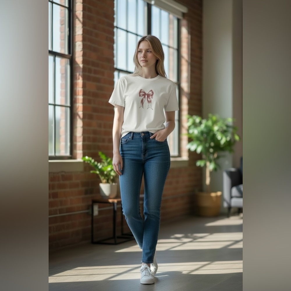 Altar'd State teen youth White Tee with Pink Bow
